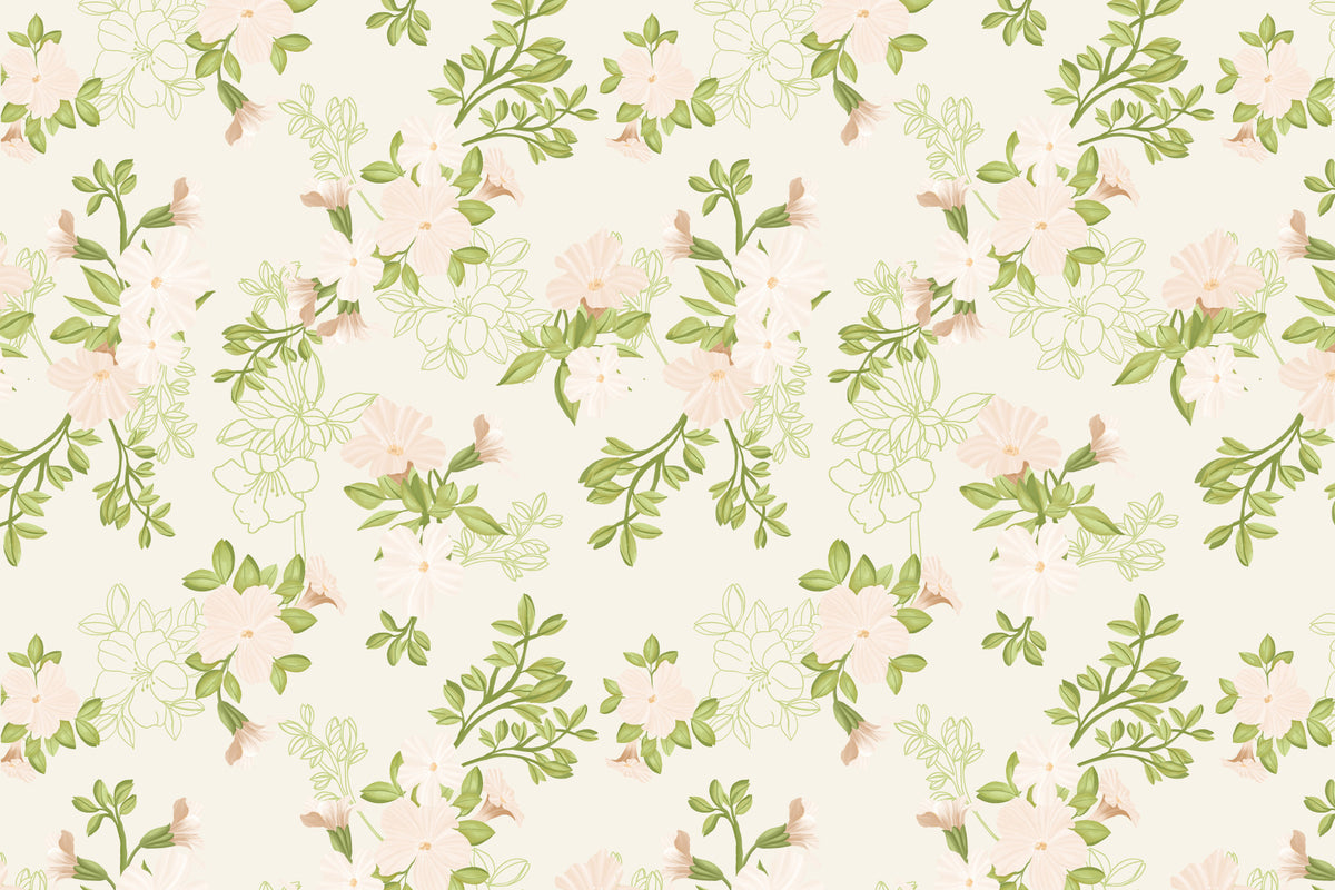 Soft Blush Petal Meadow Wallpaper⁠ in your room — zoomed