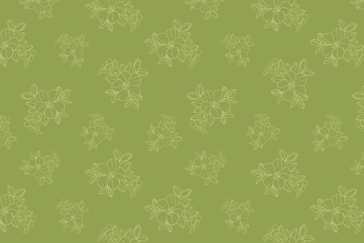Sage Green Floral Outline Pattern Wallpaper⁠ in your room — zoomed