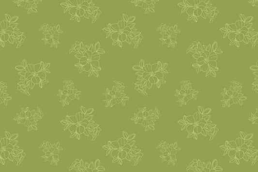 Sage Green Floral Outline Pattern Wallpaper⁠