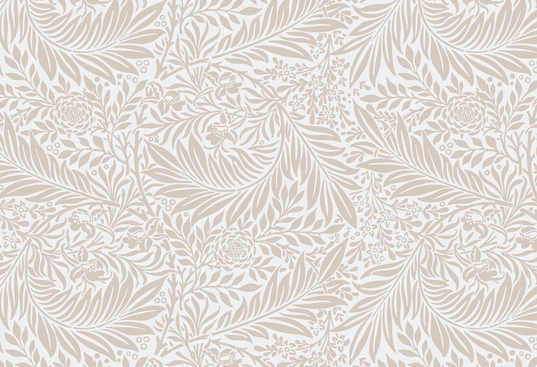 Beige Color Leaves Wallpaper Mural
