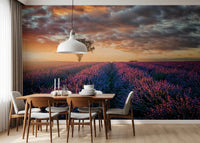 Dining space styled with scenic sunrise view