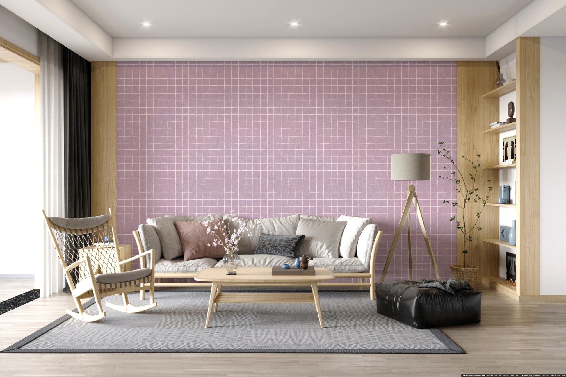 Lavender Linen Grid Wallpaper⁠
