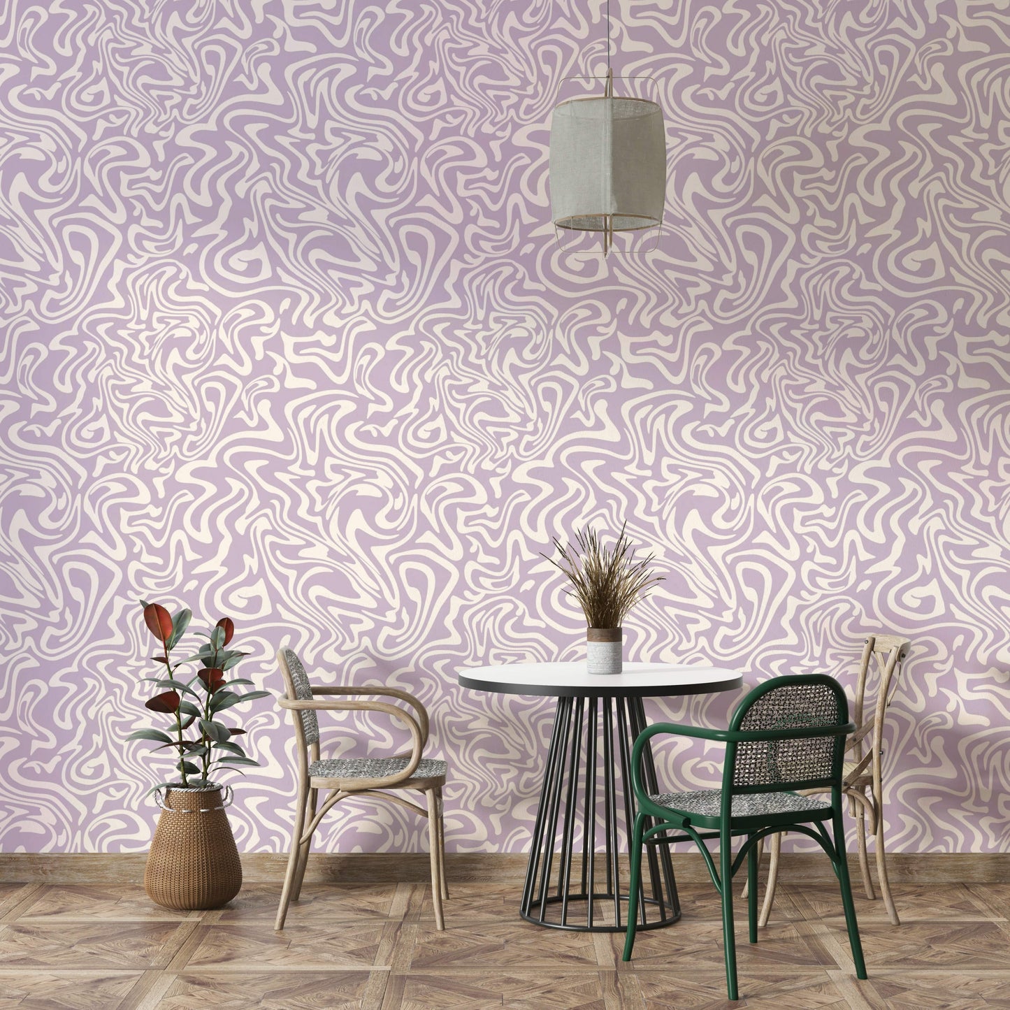 This wallpaper is suitable for a bedroom, a living room, or a nursery.
