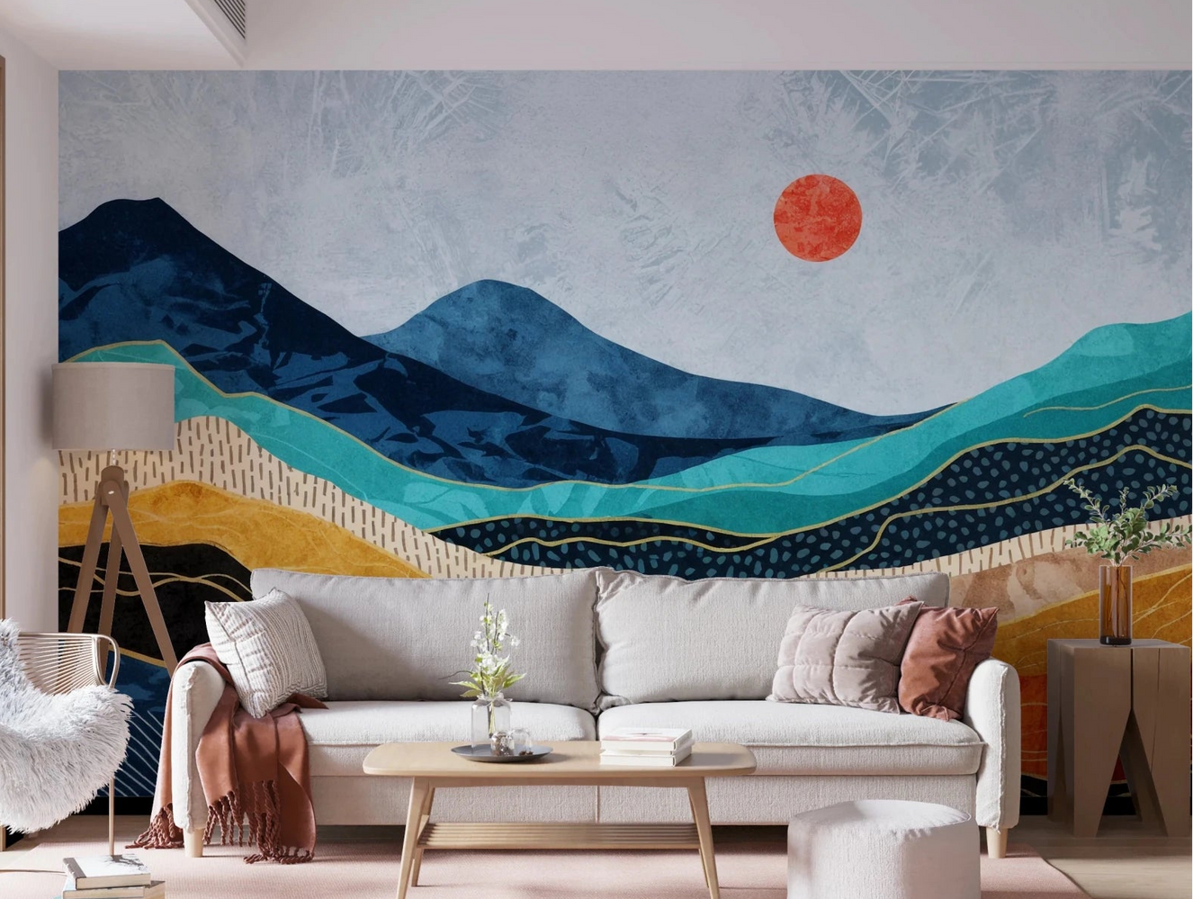 Abstract Layred Wall Mural for Living Room