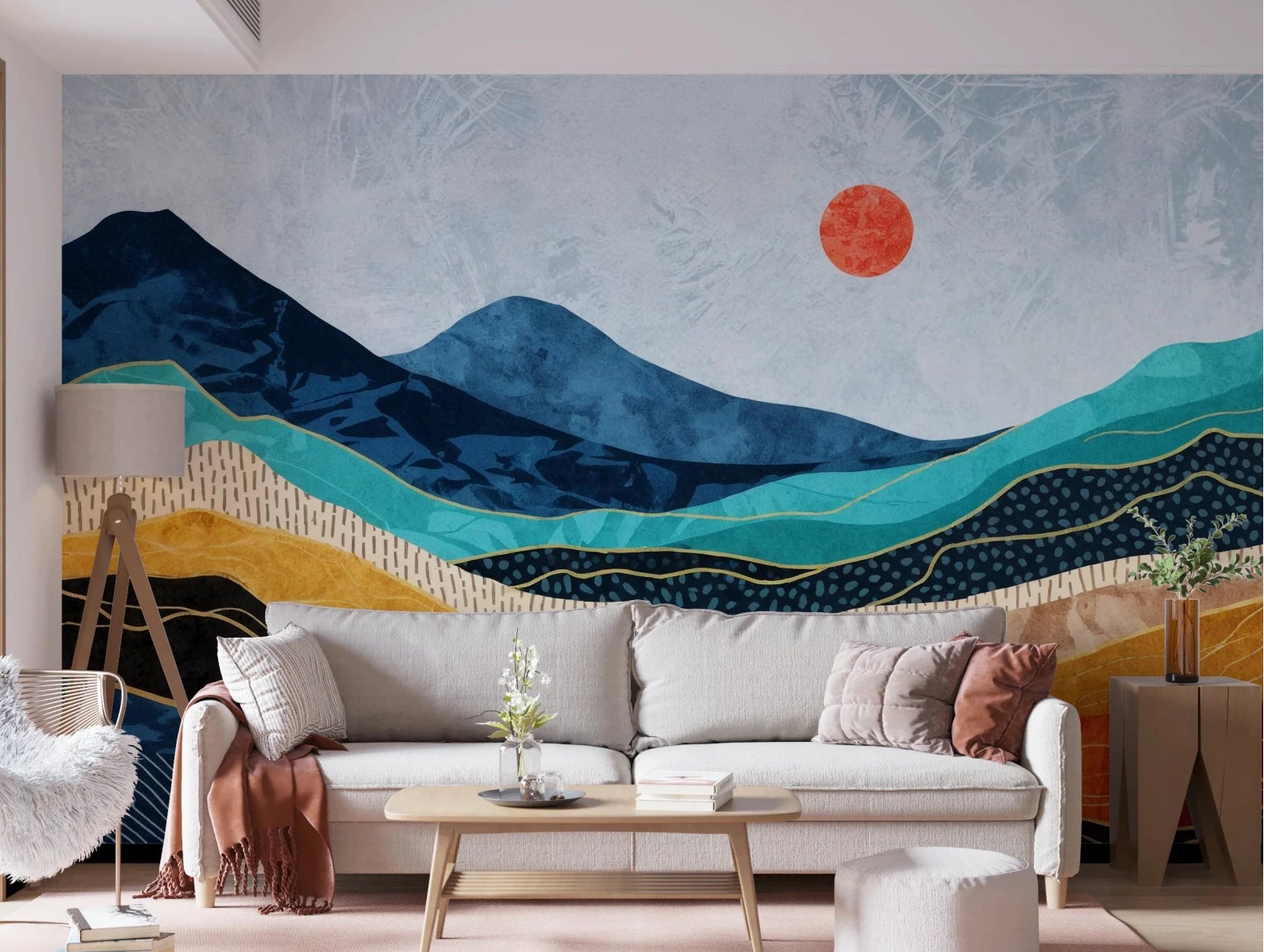 Abstract Layred Wall Mural for Living Room