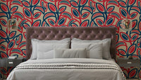 Groovy retro mid-century leaves pattern.

