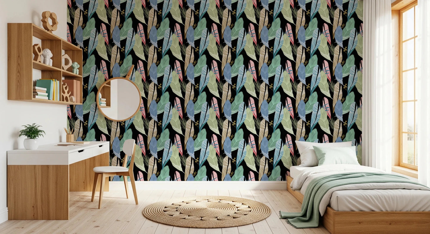 Modern abstract botanical print for indoor feature areas.