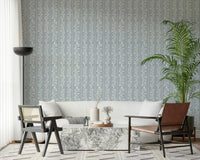 Serene blue wallpaper for walls with botanical trailing stems.