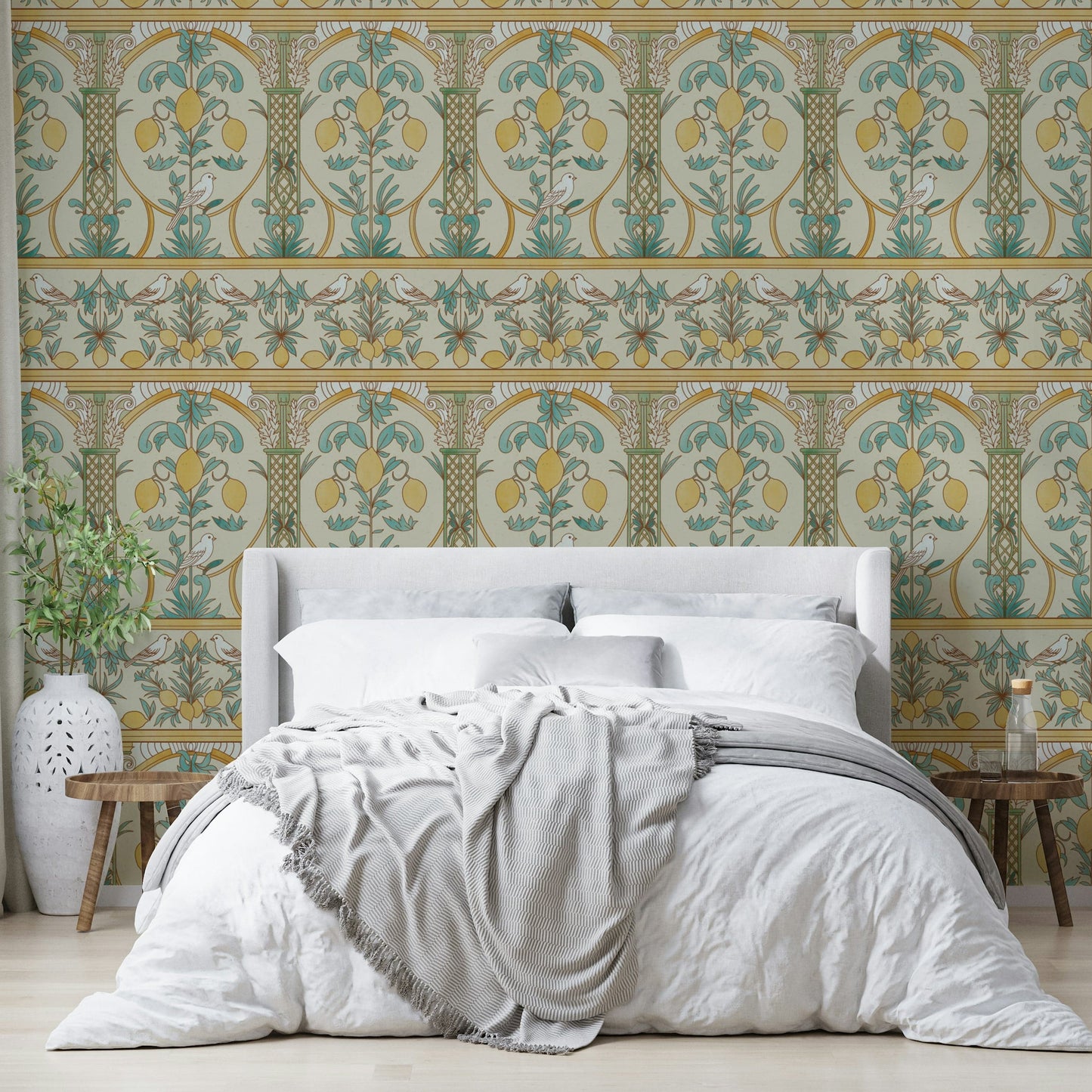 A contemplative lemon tree wallpaper mural for a feature wall.

