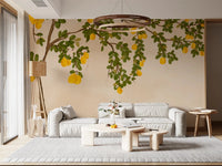 Lemon Grove Bloom Wall Mural in a Mediterranean citrus style.