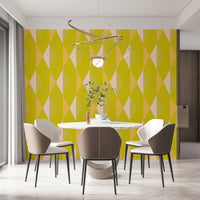 Yellow prism shape wall covering Lemon Rhombus removable.