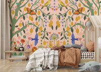 Lemon Trees Wall Mural in a hallway to create a seamless transition between living zones.