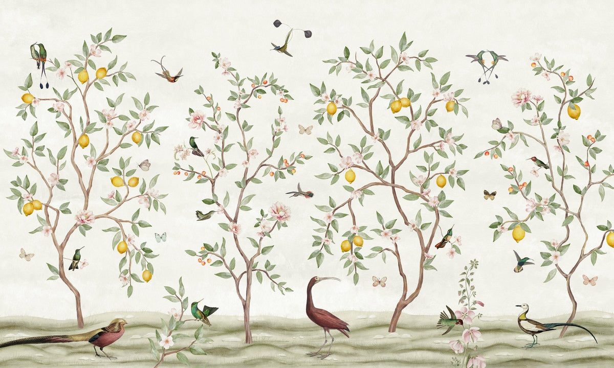 Lemon Tree Chinoiserie Design Wallpaper for Walls in your room