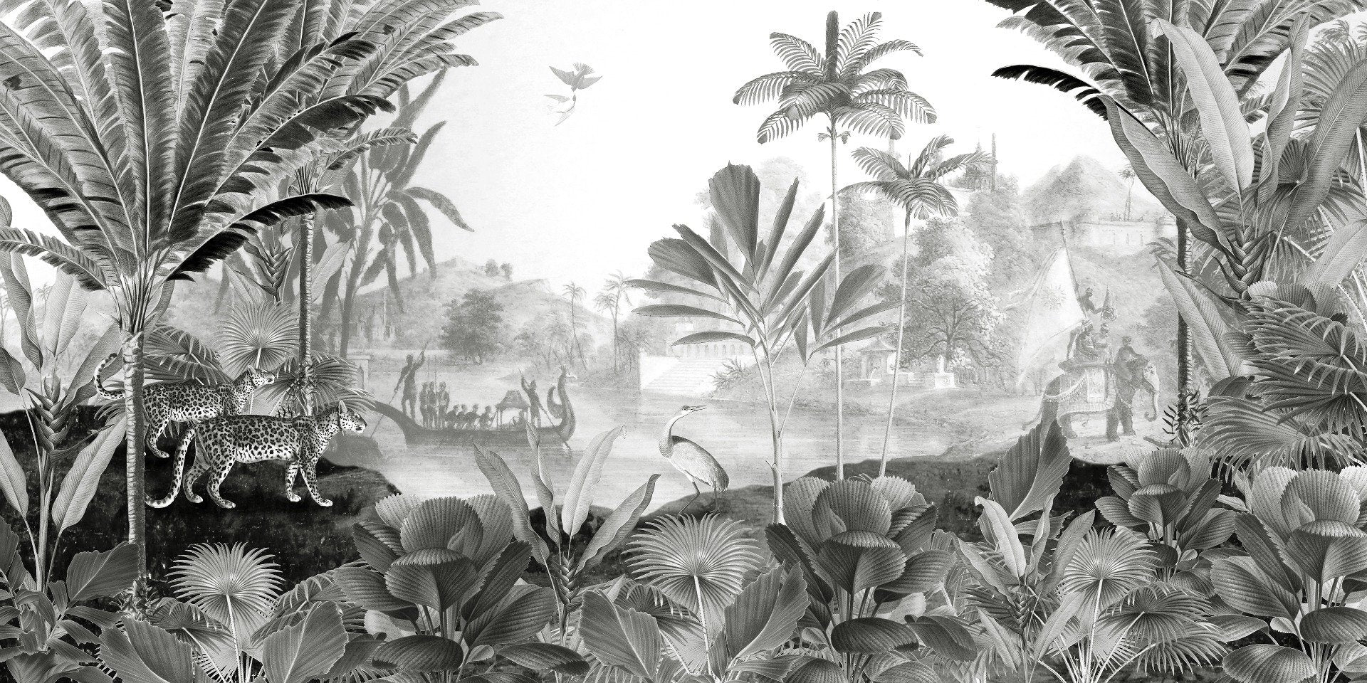 Black and White Leopard Landscape wallpaper for walls