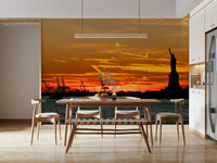 Patriotic statue silhouette Liberty Sunset dramatic wall mural.