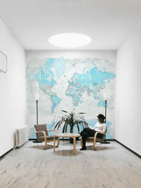 Calming blue watercolor wallpaper with global design

