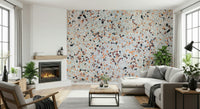 Artistic Light Coral Terrazzo wallpaper simulating high-end Italian flooring material style.