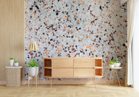Refined Light Coral Terrazzo wallpaper subtle flecks creating a contemporary finish look.