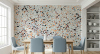 Polished Light Coral Terrazzo wallpaper abstract speckles creating sophisticated interior visual.