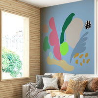 A graceful subtle pattern wall mural in cool, natural tones.

