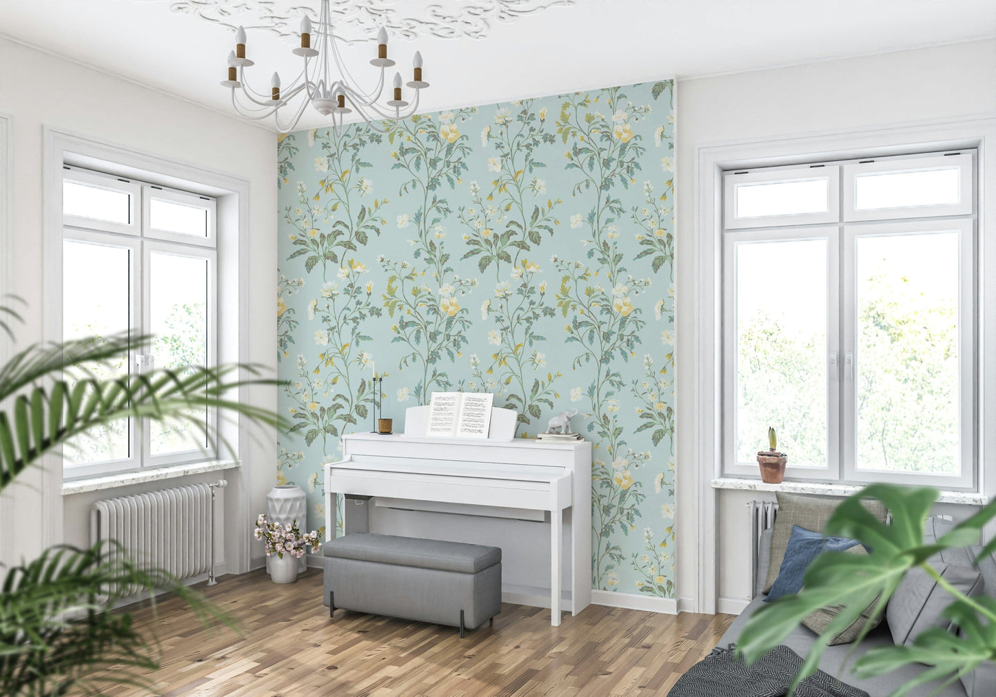Light Botanical Wallpaper – Gentle pastel tones with airy botanical designs for a soothing and elegant wall feature.