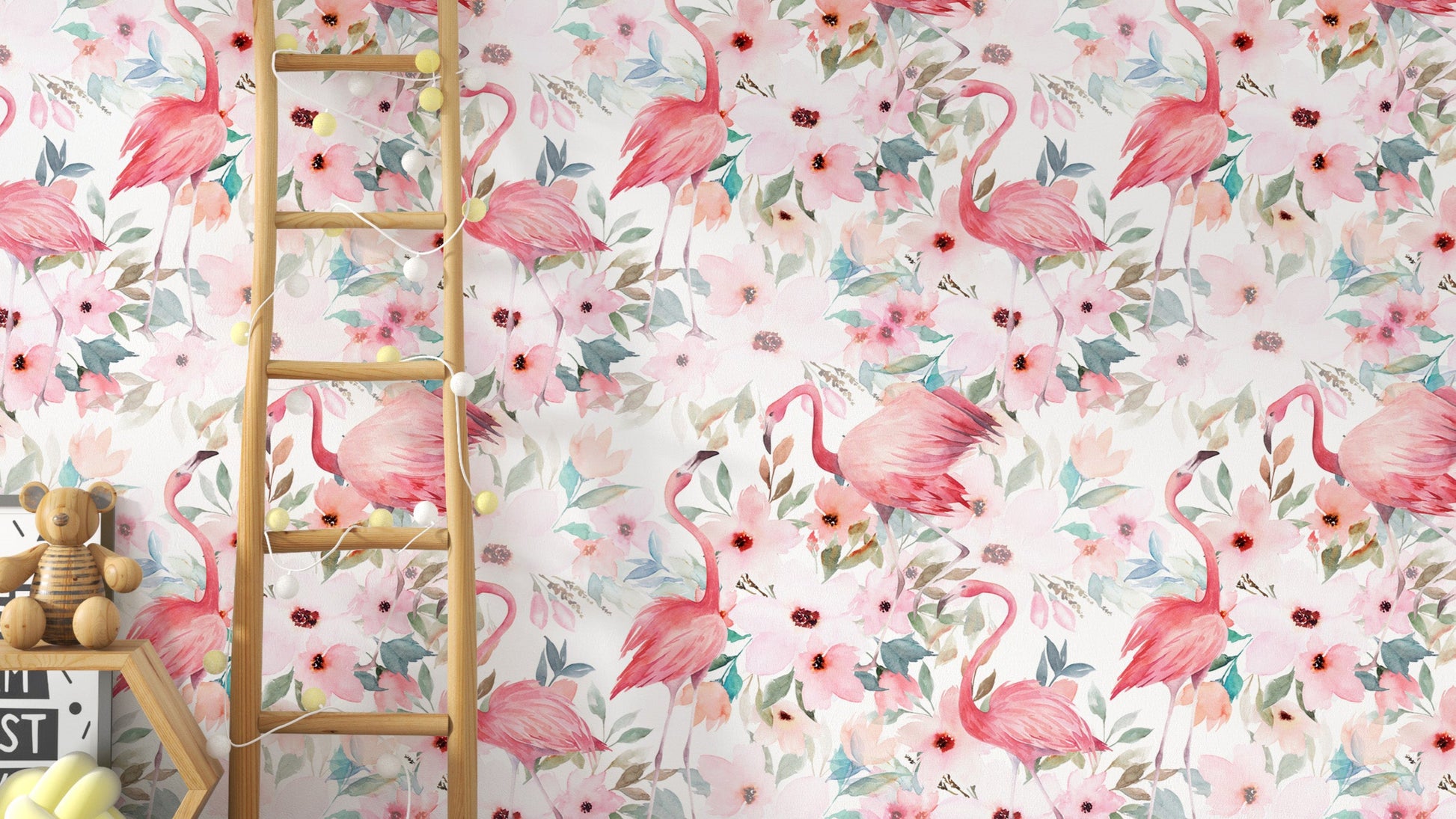 Soft pink flamingo wallpaper design
