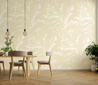 Soft plant illustration wallpaper for bedrooms

