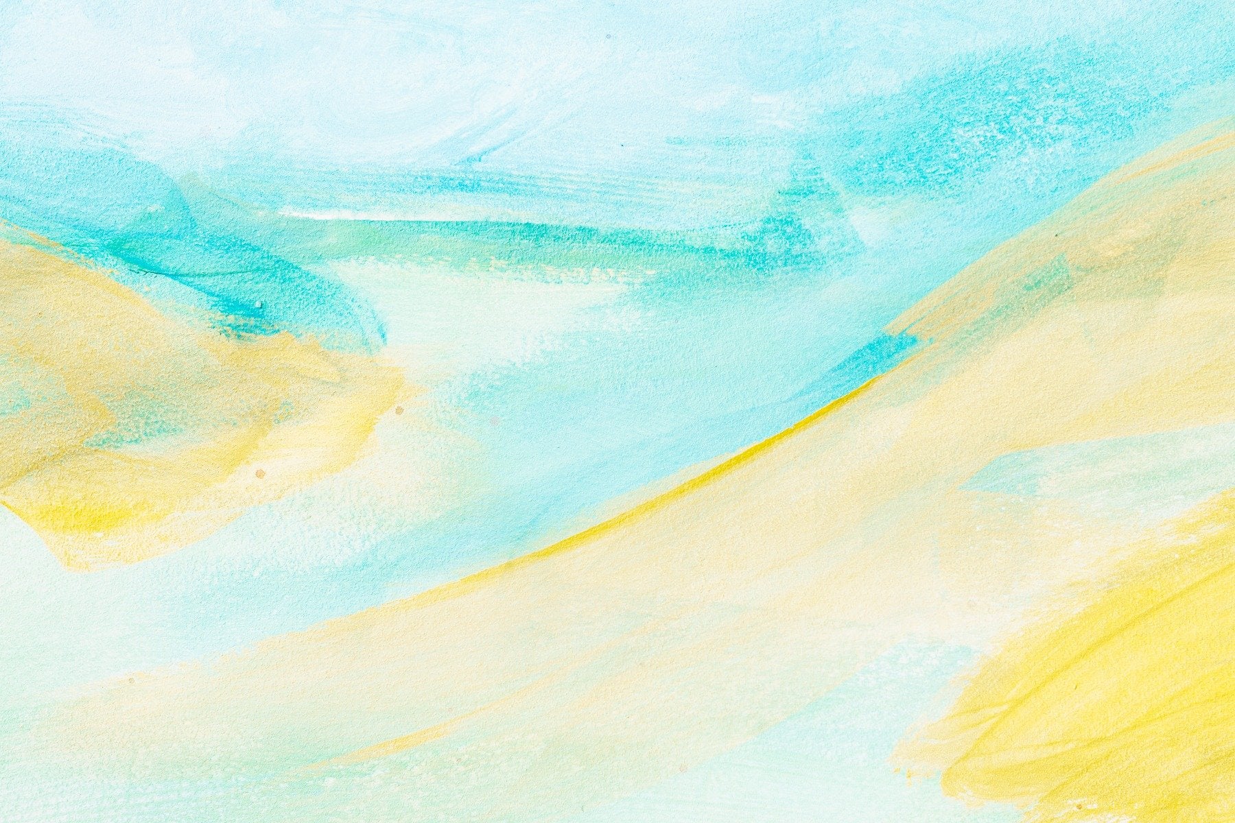 Blue Yellow Watercolor Brushstrokes Wallpaper Mural