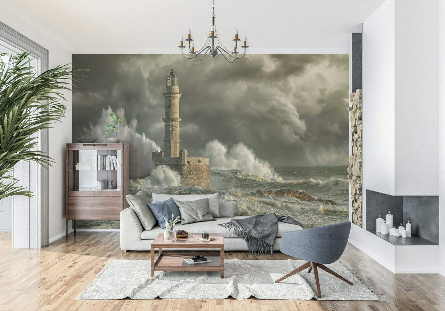 Lighthouse Storm Wall Mural -2315690