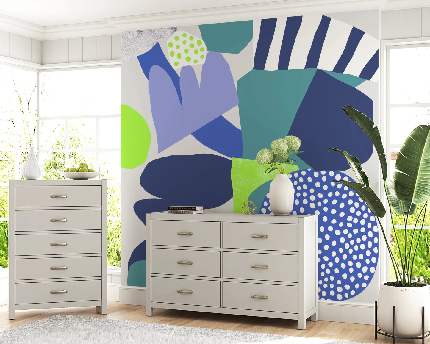 Spotted blue textures featured on the Lil Blue Wall Mural surface