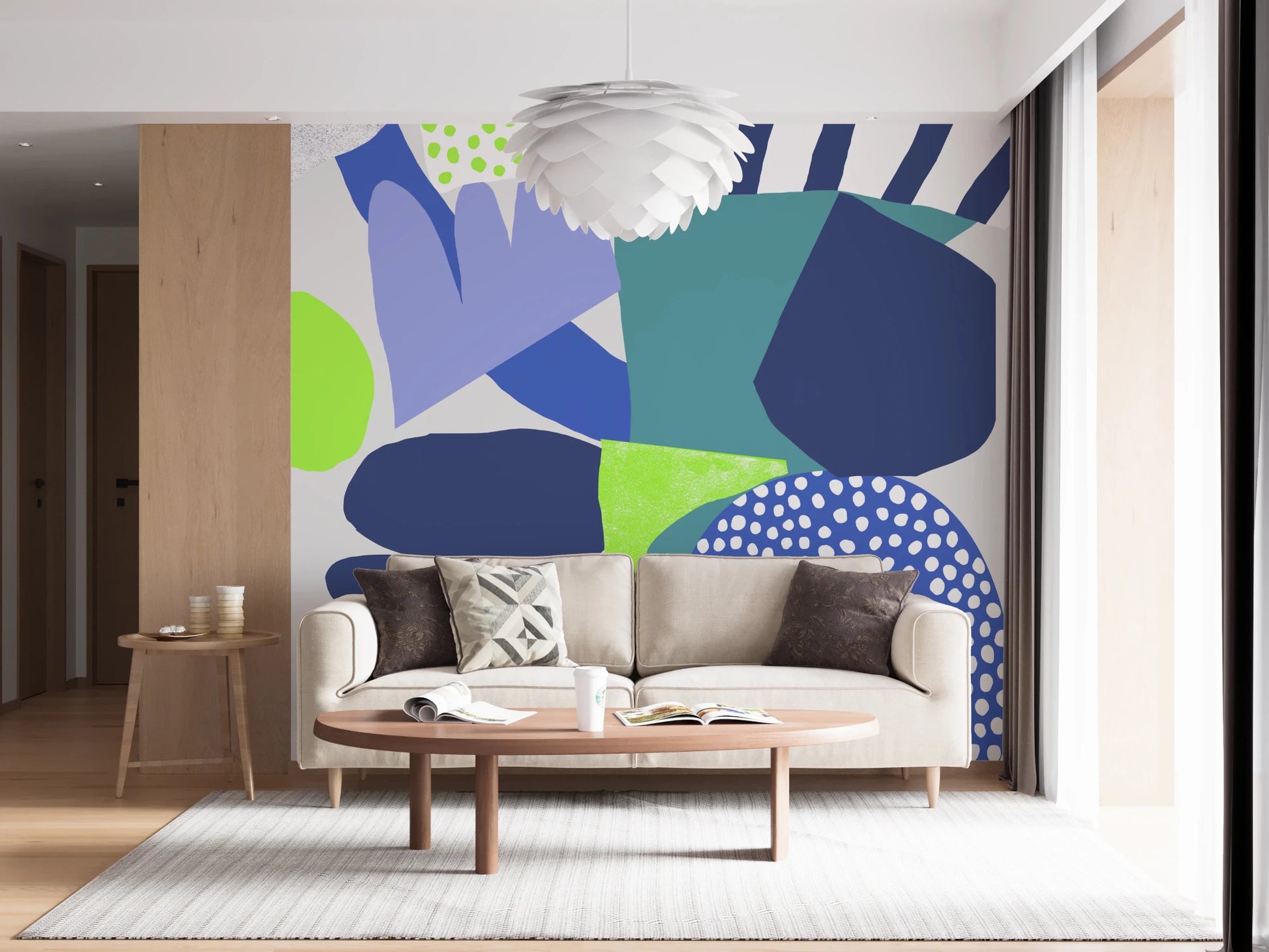 Creative modern art print design for the hallway Lil Blue Wall Mural