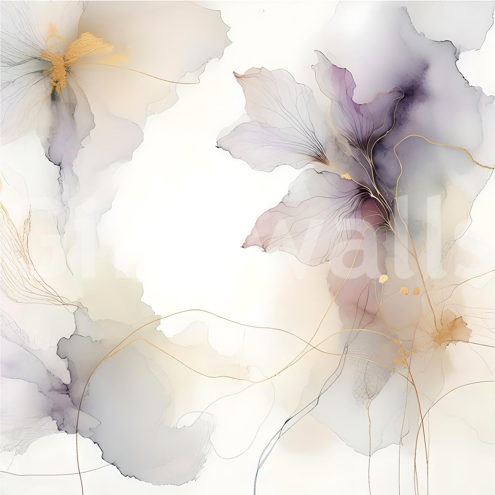 Elegant lilac flower wallpaper for a modern hallway or entryway.