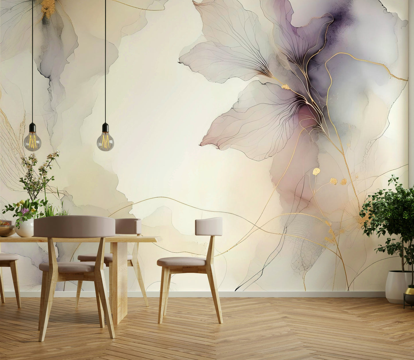 Pastel floral wall decor for a modern nursery or young girl's bedroom.