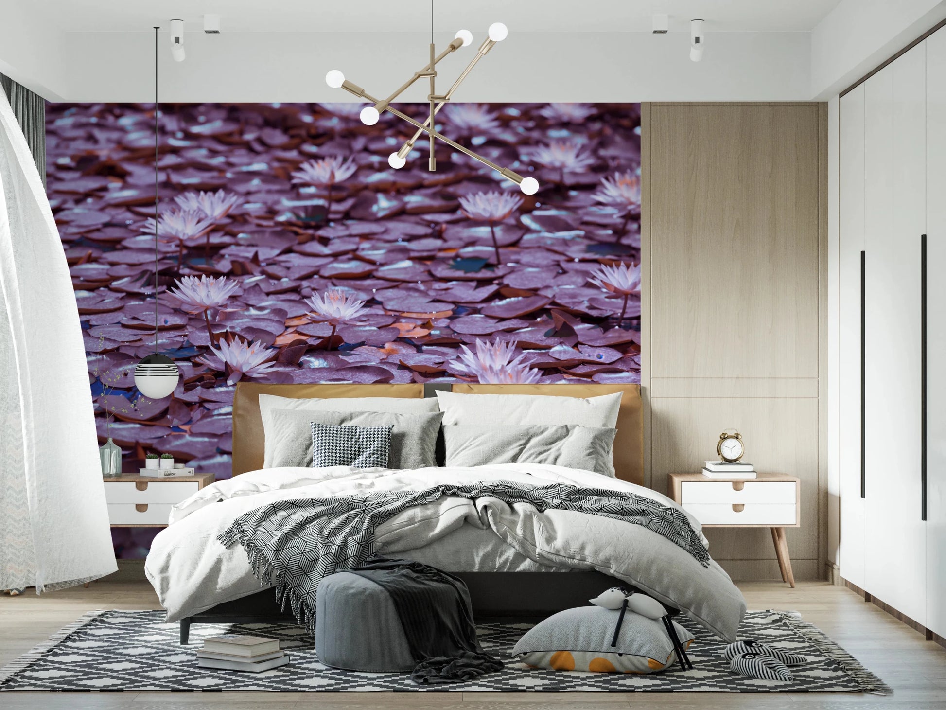 Lilac Lotus Pond Wall Mural