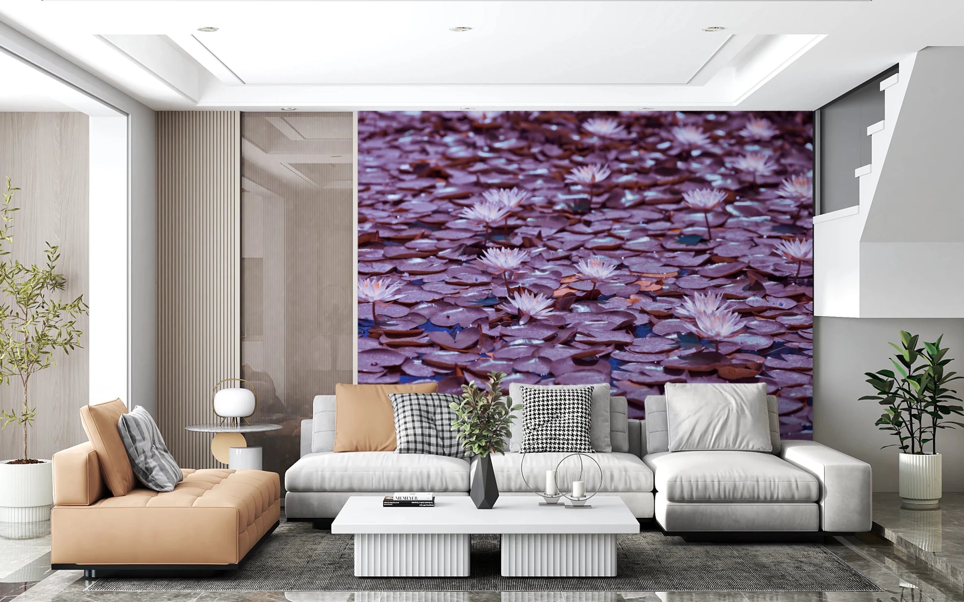 Lilac Lotus Pond Wall Mural