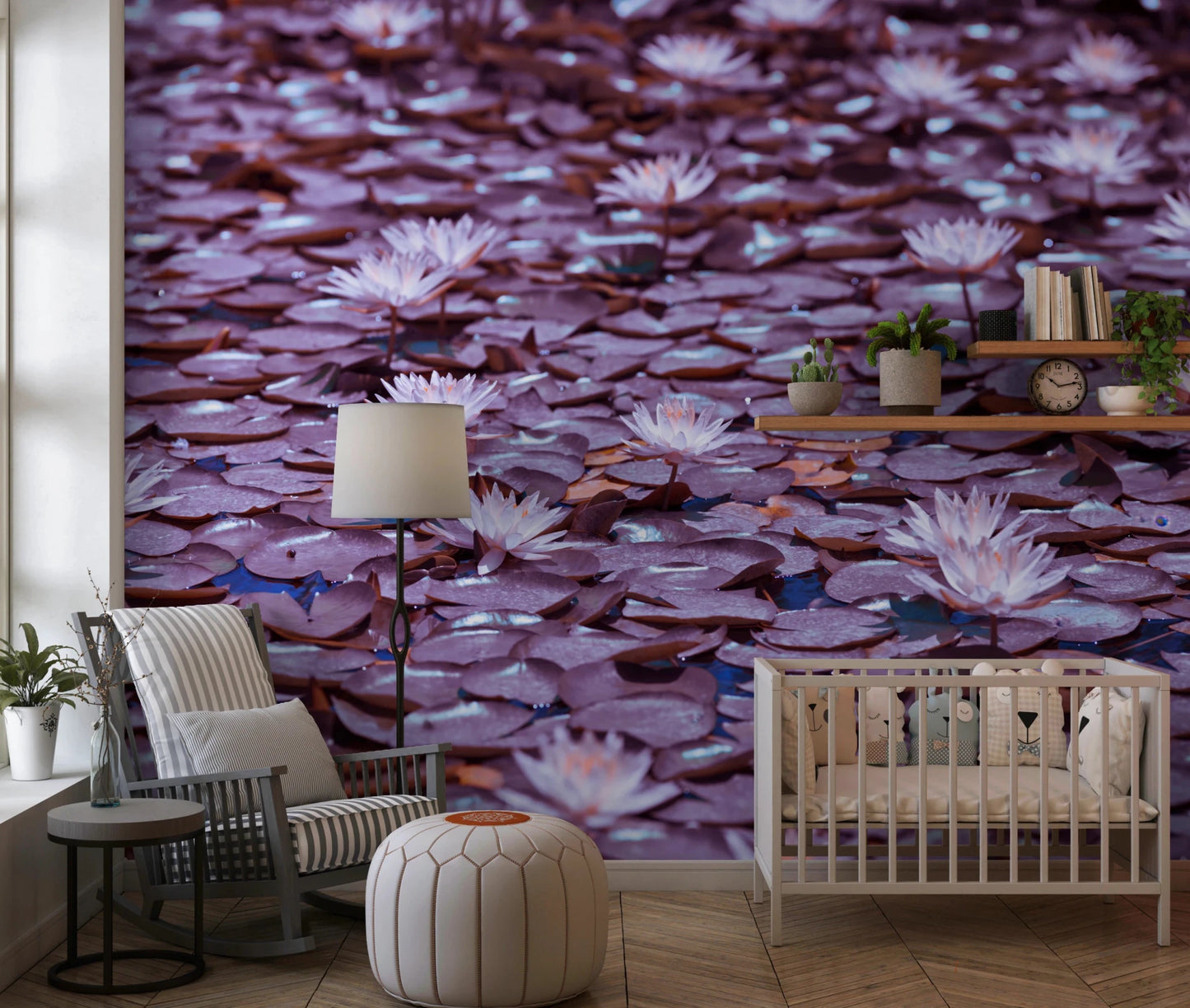 Lilac Lotus Pond Wall Mural
