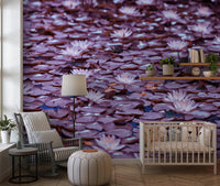 Lilac Lotus Pond Wall Mural