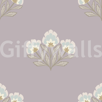 Sophisticated Lilas Bloom design, bespoke drawing room wall mural, ambient style.