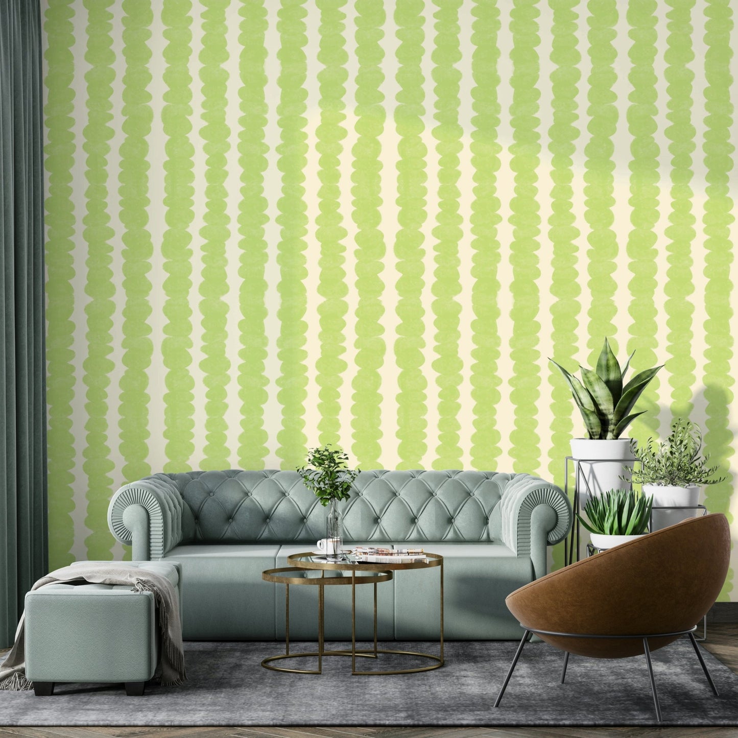 Bold lime green pebble stack design wallpaper for walls

