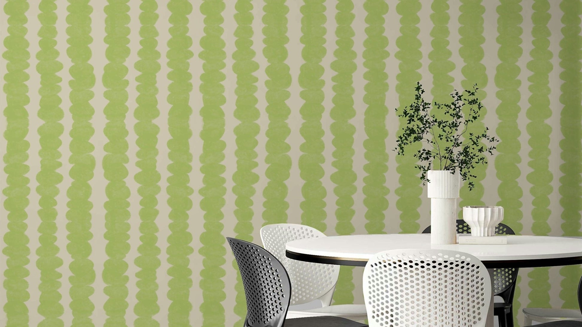 Lime Pebble Stacks wallpaper for modern home decor

