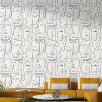 Contemporary abstract faces mural