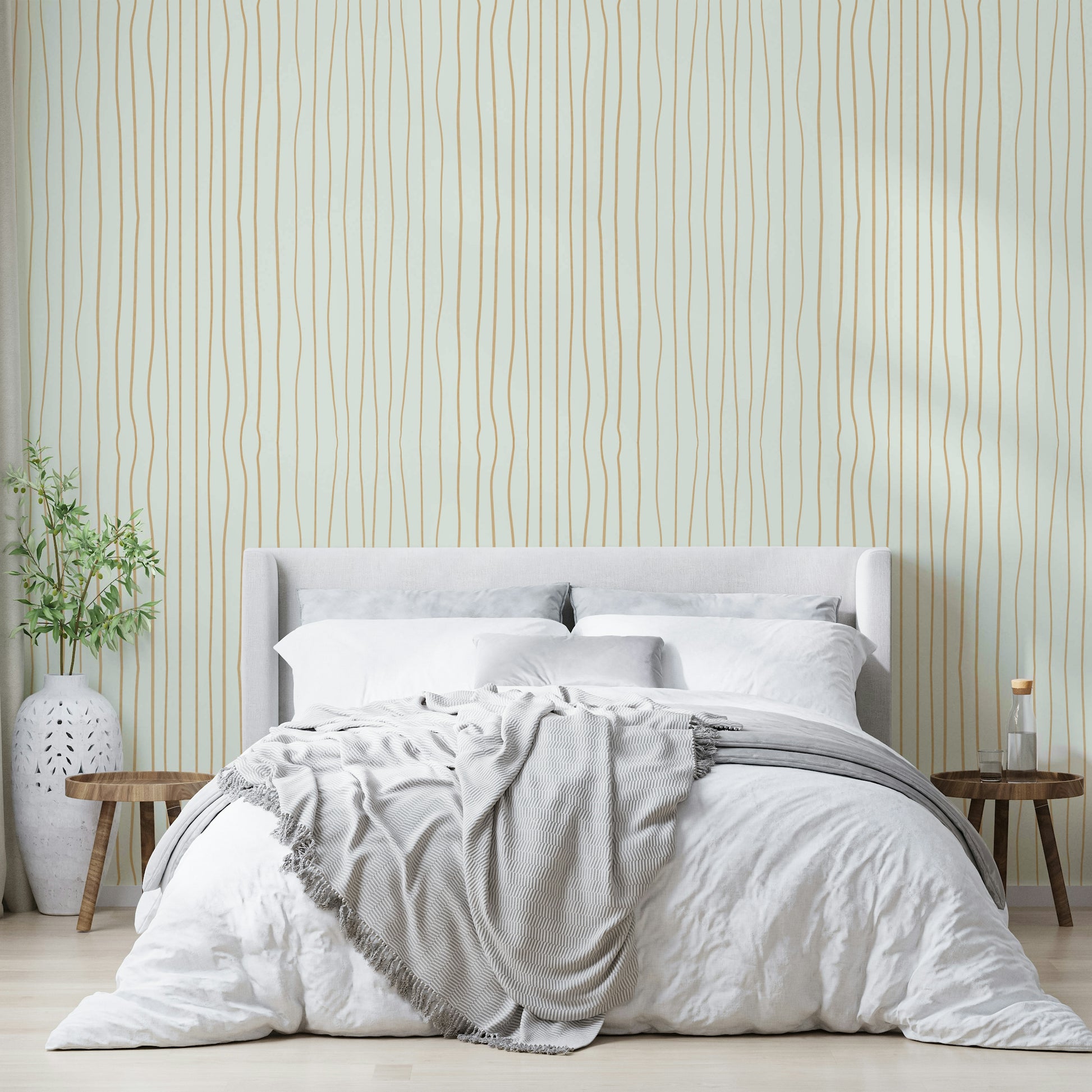 Neutral wallpaper featuring linear elements

