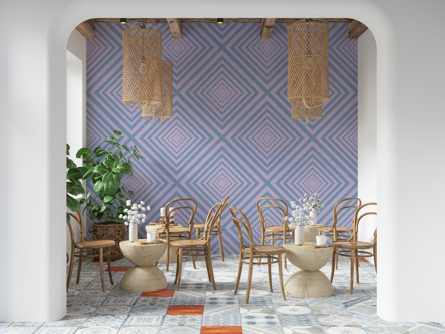 Graphic Linear Rhythm wall art, crisp angular aesthetic.