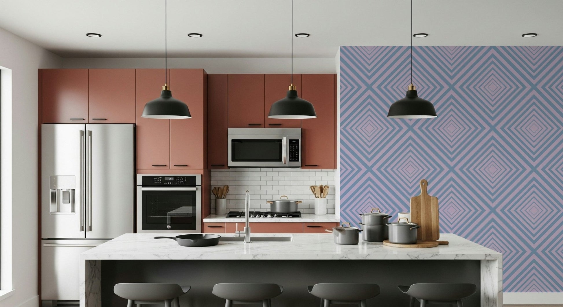 Modern Linear Rhythm wallpaper, stylish chevron movement design.