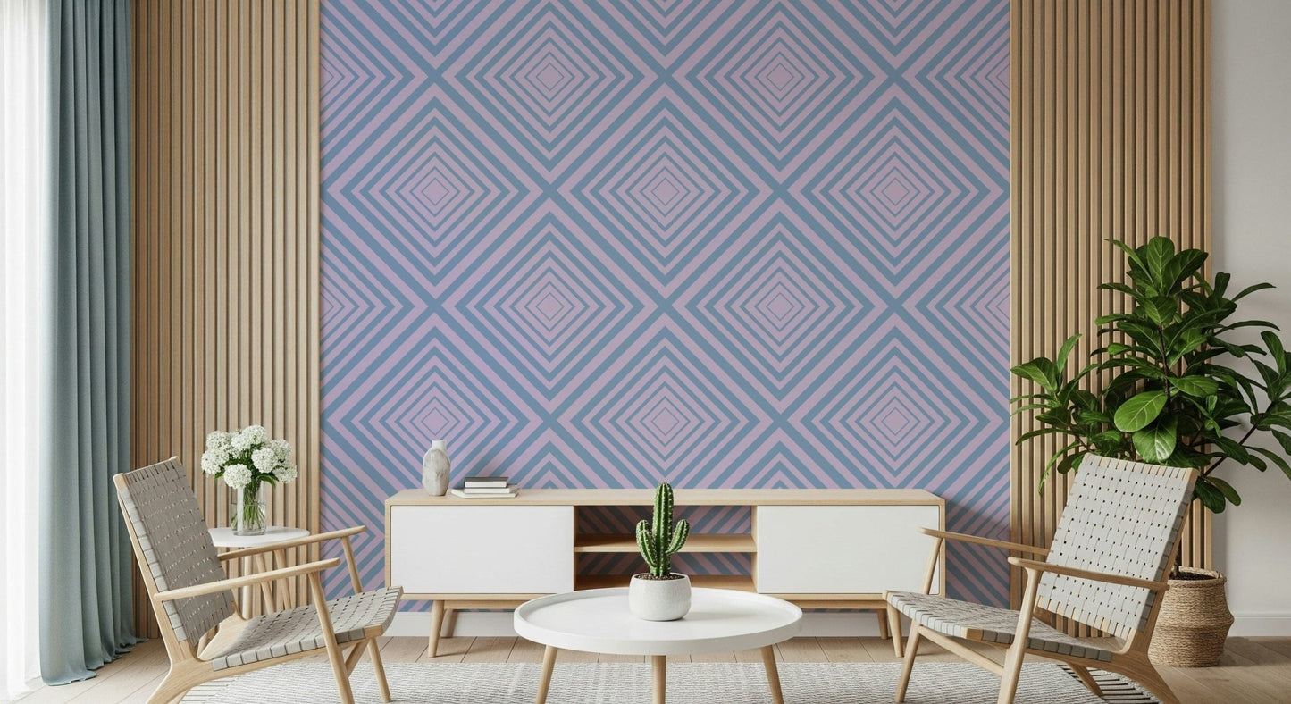 Decorative Linear Rhythm print mural, unique color interaction.