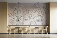 A wall mural of a peaceful botanical pattern.

