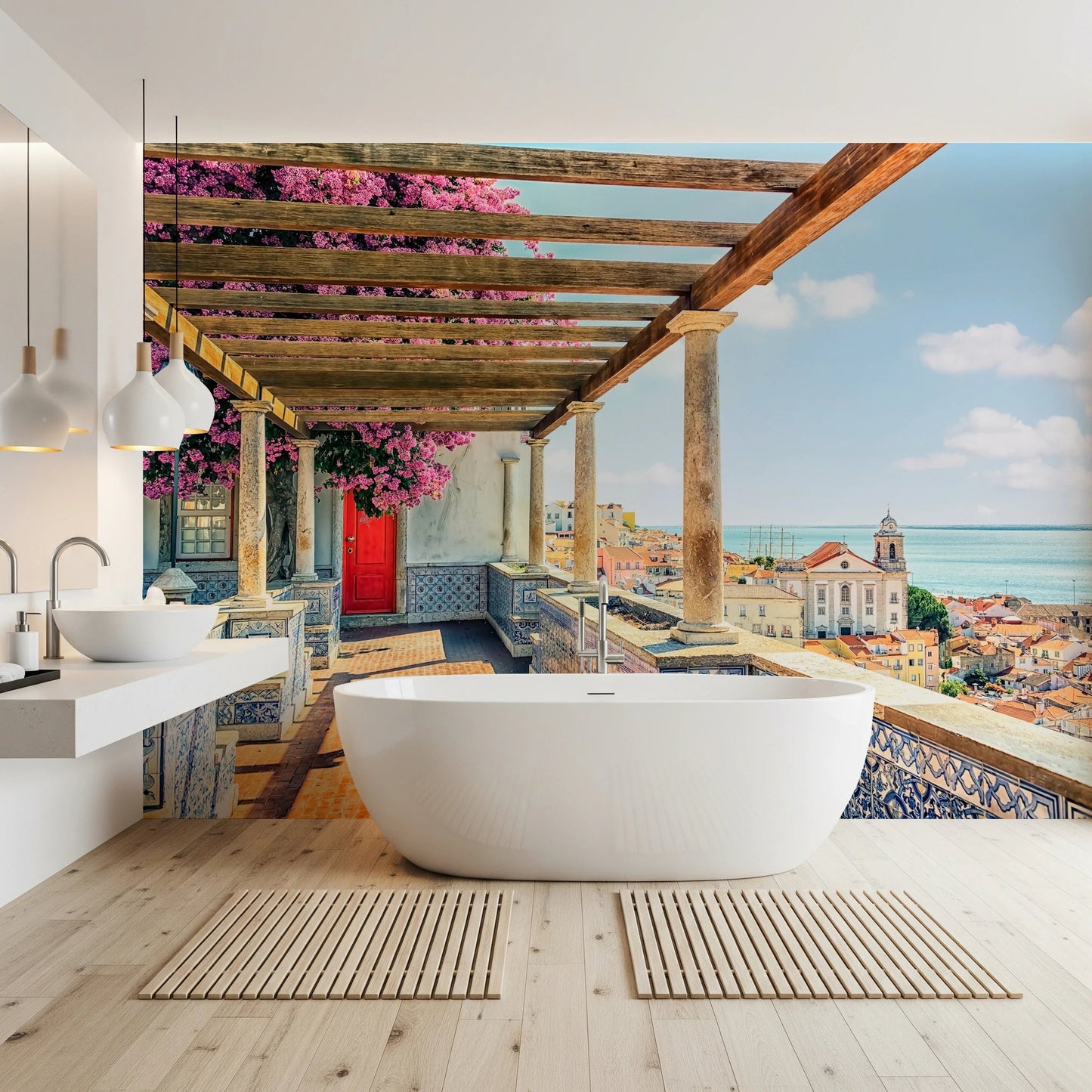 In the Bathroom area, Lisbon vista bloom adds airy terrace depth