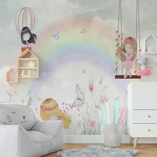 Little Girls Adventures Wall Mural