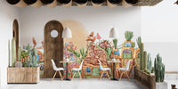 Lively town mural with colorful charm
