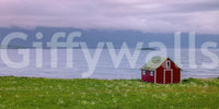 Nordic landscape wall mural in soft tones